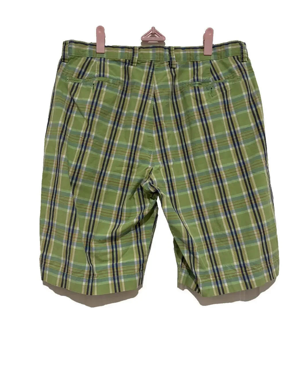 J Crew men's green plaid sz 34 cotton preppy chino shorts G